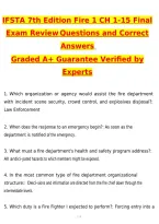 2027 FireFighter 1 IFSTA 7th Edition Chapters 1-15 Final Exam Review Actual Exam &lpar;Latest 2026 &sol; 2027 Update&rpar; Questions and Correct Answers &lpar;100&percnt; Correct Verified Answers&rpar; Already Graded A&plus;