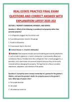 Real Estate Practice Final Exam &NewLine;Questions And Correct Answer With &NewLine;Explanation Latest 2025 202