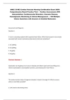 ANCC CV-BC Cardiac-Vascular Nursing Certification Exam 2026&colon;&NewLine;Comprehensive Board Practice Test &mdash; Cardiac Assessment&comma; ECG&NewLine;Interpretation&comma; Cardiovascular Disorders&comma; Vascular Disease&comma;&NewLine;Hemodynamic Monitoring & Clinical Management &mdash; 190 MultipleChoice Quest