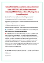 Wilkes NSG 525 Advanced Crisis Intervention Final &NewLine;Exam 2026&sol;2027 &vert; 100 Verified Questions & &NewLine;Answers &vert; PMHNP Passan School of Nursing Prep &vert; &NewLine;Instant Download 
