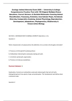 Zoology&colon; Animal Diversity Exam 2026 &mdash; University & College&NewLine;Comprehensive Practice Test with 190 Original Multiple-Choice&NewLine;Questions&comma; Correct Answers & Detailed Rationales Covering Animal&NewLine;Classification&comma; Taxonomy&comma; Evolution&comma; Invertebrate Phyla&comma; Vertebrat