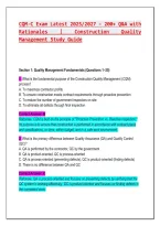 CQM-C Exam 2026&sol;2027 &ndash; 200&plus; Practice Questions & Answers with Detailed Rationales &vert; Construction Quality Management for Contractors Study Guide