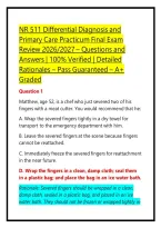 NR 511 Differential Diagnosis and Primary Care Practicum Final Exam Review 2026&sol;2027 &ndash; Questions and Answers &vert; 100&percnt; Verified &vert; Detailed Rationales &ndash; Pass Guaranteed &ndash; A&plus; Graded