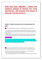 PCHA Final Exam 2026&sol;2027 &ndash; 200 Practice Questions & Answers with Detailed Rationales &vert; Patient Care Healthcare Assistant & Personal Care Home Administrator Study Guide