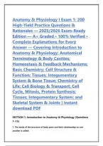 Anatomy & Physiology I Exam 1&colon; 200 &NewLine;High-Yield Practice Questions & &NewLine;Rationales &mdash; 2025&sol;2026 Exam-Ready &NewLine;Edition &mdash; A&plus; Graded &bull; 100&percnt; Verified &bull; &NewLine;Complete Explanations for Every &NewLine;Answer &mdash; Covering Introduction to &NewLine;Anatomy & Physiology&semi; Anatomical &NewLine;Ter