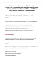 Auditing & Assurance Services Exam 2026&colon; University-Level&NewLine;Practice Test &mdash; Audit Planning&comma; Risk Assessment&comma; Internal Controls&comma;&NewLine;Evidence&comma; Audit Reports & Professional Ethics &mdash; 190 MultipleChoice Questions with Answers & Detailed Rationales