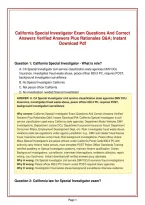California Special Investigator Exam Questions And Correct&NewLine;Answers Verified Answers Plus Rationales Q&A&semi; Instant&NewLine;Download Pdf