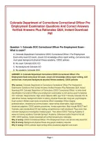 Colorado Department of Corrections Correctional Officer Pre&NewLine;Employment Examination Questions And Correct Answers&NewLine;Verified Answers Plus Rationales Q&A&semi; Instant Download&NewLine;Pdf