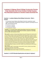 Louisiana LA Highway Street & Bridge Construction Practice&NewLine;Exam Questions And Correct Answers Verified Answers&NewLine;Plus Rationales Questions & Answers Instant Download Pdf