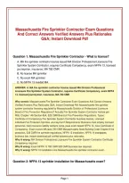 Massachusetts Fire Sprinkler Contractor Exam Questions&NewLine;And Correct Answers Verified Answers Plus Rationales&NewLine;Q&A&semi; Instant Download Pdf