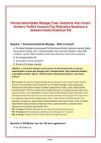 Pennsylvania Barber Manager Exam Questions And Correct&NewLine;Answers Verified Answers Plus Rationales Questions &&NewLine;Answers Instant Download Pdf