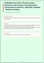 N108 Med Surg Test 2&comma; Test 3&comma; Test 4 & Final Mock Exam &vert; Questions and Answers with Rationales &vert; Comprehensive Review &vert; Eastwick College &vert; 500&plus; Questions &vert; 2026&sol;2027
