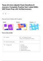 Texas All Lines Adjuster Exam Questions & Answers &vert; Complete Practice Test &vert; Latest 2026&ndash;2027 Exam Prep with Verified Answers