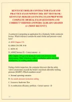 Kentucky Boiler Contractor Exam And &NewLine;Practice Exam Newest 2026&sol; 2027 Test Bank&vert; Kentucky Boiler Licencing Exam Prep With &NewLine;Complete 300 Real Exam Questions And &NewLine;Correct Verified Answers&sol; Already Graded &NewLine;A&plus; &lpar;Most Recent&excl;&excl;&rpar;