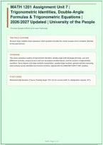 MATH 1201 &vert; Assignment Unit 7 &vert; Trigonometric Identities &vert; Double Angle Formulas &vert; Trigonometric Equations &vert; University of the People &vert; 48 Questions &vert; Updated &vert; 2026&sol;2027&NewLine;