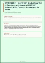 MATH 1201 &vert; Graded Quiz Unit 6 &vert; Questions and Answers &vert; Updated &vert; 100&percnt; Correct &vert; University of the People &vert; 50 Questions &vert; 2026&sol;2027&NewLine;