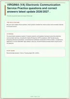 VIRGINIA &lpar;VA&rpar; Electronic Communication Service Practice Questions and Correct Answers &vert; Latest Update &vert; University of Virginia &vert; 98 Questions &vert; 2026&sol;2027&NewLine;