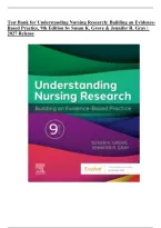 Test Bank for Understanding Nursing Research&colon; Building an Evidence-Based Practice&comma; 9th Edition by Susan K&period; Grove & Jennifer R&period; Gray &vert; ISBN&colon; 9780443408953 &vert; Questions and Answers &vert; 2027 Release
