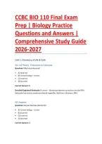 CCBC BIO 110 Final Exam Study Guide 2026&ndash;2027 &vert; Biology Practice Questions and Answers &vert; Comprehensive Exam Review