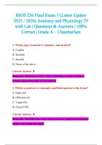 BIOS 256 Exam 2026-2027 QUESTIONS AND ANSWERS ALREADY GRADED A&plus;&period;&NewLine;100&percnt; Verified Solutions &vert; Updated Per Latest Guidelines &vert; Graded A&plus;