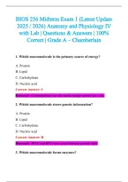 BIOS 256 Exam 2026-2027 QUESTIONS AND ANSWERS ALREADY GRADED A&plus;&period;&NewLine;100&percnt; Verified Solutions &vert; Updated Per Latest Guidelines &vert; Graded A&plus;