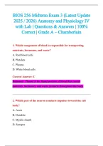 BIOS 256 Exam 2026-2027 QUESTIONS AND ANSWERS ALREADY GRADED A&plus;&period;&NewLine;100&percnt; Verified Solutions &vert; Updated Per Latest Guidelines &vert; Graded A&plus;
