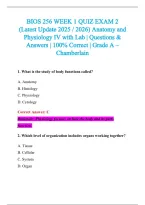 BIOS 256 Exam 2026-2027 QUESTIONS AND ANSWERS ALREADY GRADED A&plus;&period;&NewLine;100&percnt; Verified Solutions &vert; Updated Per Latest Guidelines &vert; Graded A&plus;