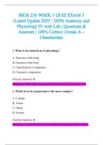 BIOS 256 Exam 2026-2027 QUESTIONS AND ANSWERS ALREADY GRADED A&plus;&period;&NewLine;100&percnt; Verified Solutions &vert; Updated Per Latest Guidelines &vert; Graded A&plus;