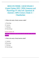 BIOS 256 Exam 2026-2027 QUESTIONS AND ANSWERS ALREADY GRADED A&plus;&period;&NewLine;100&percnt; Verified Solutions &vert; Updated Per Latest Guidelines &vert; Graded A&plus;