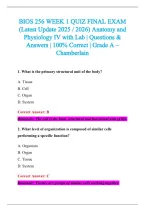 BIOS 256 Exam 2026-2027 QUESTIONS AND ANSWERS ALREADY GRADED A&plus;&period;&NewLine;100&percnt; Verified Solutions &vert; Updated Per Latest Guidelines &vert; Graded A&plus;