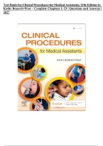 Test Bank for Clinical Procedures for Medical Assistants&comma; 11th Edition by Kathy Bonewit-West &vert; ISBN&colon; 9780323758581 &vert; Complete Chapters 1&ndash;23 &vert; Questions and Answers &vert; 2027