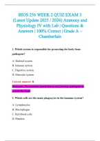 BIOS 256 Exam 2026-2027 QUESTIONS AND ANSWERS ALREADY GRADED A&plus;&period;&NewLine;100&percnt; Verified Solutions &vert; Updated Per Latest Guidelines &vert; Graded A&plus;