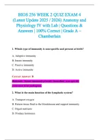 BIOS 256 Exam 2026-2027 QUESTIONS AND ANSWERS ALREADY GRADED A&plus;&period;&NewLine;100&percnt; Verified Solutions &vert; Updated Per Latest Guidelines &vert; Graded A&plus;