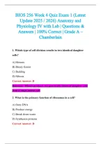 BIOS 256 Exam 2026-2027 QUESTIONS AND ANSWERS ALREADY GRADED A&plus;&period;&NewLine;100&percnt; Verified Solutions &vert; Updated Per Latest Guidelines &vert; Graded A&plus;