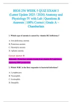 BIOS 256 Exam 2026-2027 QUESTIONS AND ANSWERS ALREADY GRADED A&plus;&period;&NewLine;100&percnt; Verified Solutions &vert; Updated Per Latest Guidelines &vert; Graded A&plus;
