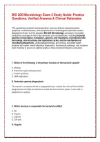 BIO 205 Microbiology Exam 3 Study Guide&colon; Practice Questions&comma; Verified Answers & Clinical Rationales