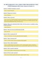 AC HPAT BIOLOGY CELL STRUCTURE AND GENETICS TEST&NewLine;PAPER Questions with Correct Answers &lpar;Grade A&plus;&rpar;