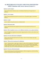 AC HPAT BIOLOGY ECOLOGY AND EVOLUTION REVIEW&NewLine;SHEET Questions with Correct Answers &lpar;Grade A&plus;&rpar;