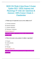 BIOS 256 Exam 2026-2027 QUESTIONS AND ANSWERS ALREADY GRADED A&plus;&period;&NewLine;100&percnt; Verified Solutions &vert; Updated Per Latest Guidelines &vert; Graded A&plus;