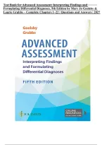 Test Bank for Advanced Assessment&colon; Interpreting Findings and Formulating Differential Diagnoses&comma; 5th Edition by Mary Jo Goolsby & Laurie Grubbs &vert; ISBN&colon; 9781719645935 &vert; Complete Chapters 1&ndash;22 &vert; Questions and Answers &vert; 2027&NewLine;