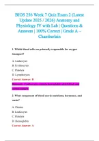 BIOS 256 Exam 2026-2027 QUESTIONS AND ANSWERS ALREADY GRADED A&plus;&period;&NewLine;100&percnt; Verified Solutions &vert; Updated Per Latest Guidelines &vert; Graded A&plus;