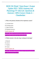 BIOS 256 Exam 2026-2027 QUESTIONS AND ANSWERS ALREADY GRADED A&plus;&period;&NewLine;100&percnt; Verified Solutions &vert; Updated Per Latest Guidelines &vert; Graded A&plus;