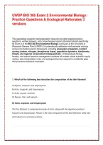 UWSP BIO 385 Exam 2 Environmental Biology&colon; Practice Questions & Ecological Rationales