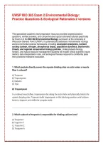 UWSP BIO 385 Exam 2 Environmental Biology&colon; Practice Questions & Ecological Rationales