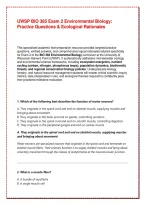 UWSP BIO 385 Exam 2 Environmental Biology&colon; Practice Questions & Ecological Rationales