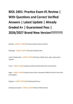 BIOL 2401&colon; Practice Exam &num;1 Review &vert; &NewLine;With Questions and Correct Verified &NewLine;Answers &vert; Latest Update &vert; Already &NewLine;Graded A&plus; &vert; Guaranteed Pass &vert; &NewLine;2026&sol;2027 Brand New Version&excl;&excl;&excl;&excl;&excl;&excl;&excl;&excl;&excl;&excl;&excl; 