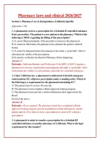 CPJE Pharmacist Licensure Exam Bundle 2026&sol;2027&colon; California Jurisprudence Questions&comma; Answers & Rationales &ndash; Complete Exam Preparation Study Guide for California Pharmacist Licensure PACKAGE DEAL  &quest;&quest;&quest;
