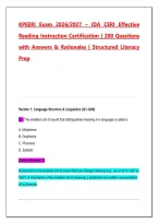 KPEERI Exam 2026&sol;2027 &ndash; IDA CERI Effective Reading Instruction Certification &vert; 200 Practice Questions & Answers with Detailed Rationales &vert; Structured Literacy Study Guide