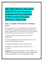 WGU D659 Objective Assessment 2026&sol;2027 Practice Questions &vert; Healthcare Systems Leadership Verified Answers & Detailed Rationales &vert; Study Guide
