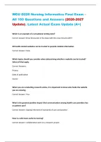 WGU D220 Nursing Informatics Final Exam &ndash; &NewLine;All 160 Questions and Answers &lpar;2026-2027 &NewLine;Update&rpar;&period; Latest Actual Exam Update &lpar;A&plus;&rpar; 